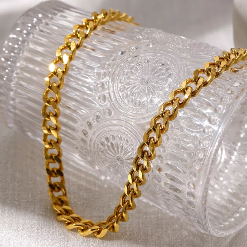 Real Gold Plated 18k Unisex Chain Collar Necklace